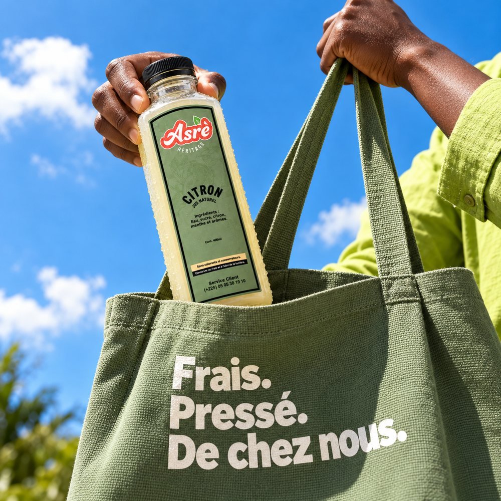 Asré Héritage : Visuel produit « Frais. Pressé. De chez nous. »
